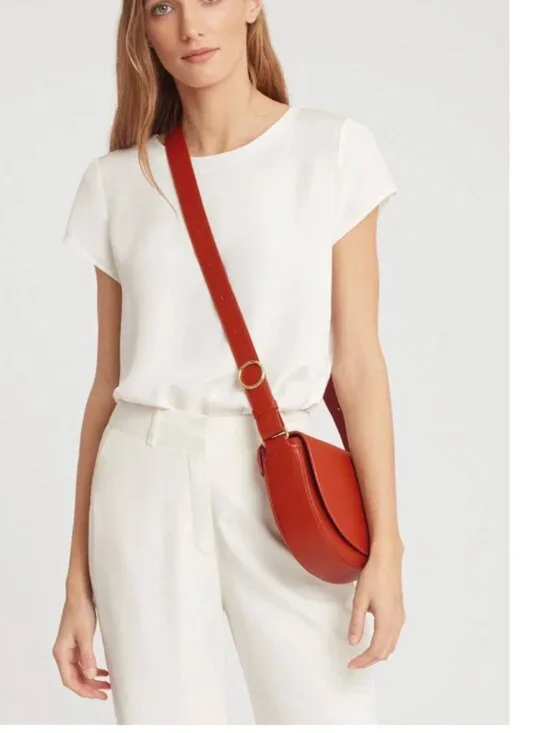 EUC Cuyana Half-Moon Shoulder Bag in Blood Orange - Picture 11 of 11